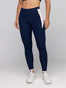 LOT FITNESS Women's Polyamide Fitness Leggings With Pockets, Frame Style - 藏蓝色 - 查看 7