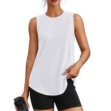 PINSPARK Workout Tops For Women Sleeveless Athletic Tank Tops UPF 50+ Running Tanks With Side Slits Loose Fit Gym Yoga Shirt - White - View 1