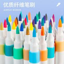 12/24/36/48/60/80/120 Colors Fashion Liquid Acrylic Marker Pens, With Personalized Soft Brush Tip, Suitable For Calligraphy, Painting And Coloring, Essential Watercolor Markers - School Supplies Markers, Great Gift For Boys/Girls Students, Back To School & Teacher Rewards - Acrylic Markers - View 12
