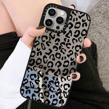 1 pieza Funda de teléfono con acabado de espejo, pintura 2D, compatible con la serie 15/14/13/12, minimalista en blanco y negro, estampado de leopardo, funda protectora suave de Body completo, estilo callejero personalizado, delgada y resistente a arañazos, funda de teléfono premium unisex para 15/15Plus/15Pro/15Promax/17/17pro/17proMax/Air - Multicolor - Ver 2
