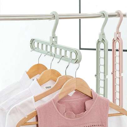 Móc treo quần áo 9 lỗ tiết kiệm không gian - Thiết kế gấp gọn bền chắc, tiện lợi và hiệu quả để cất giữ áo sơ mi, quần tây và túi xách.