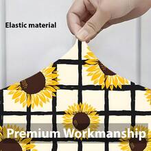 2/4/6pcs Sunflower Plaid Pattern Stretch Seat Cushion Covers, Suitable For Home Decor, Living Room, Dining Room, Garden, Hotel, Party Events, Washable Polyester Material Dining Chair Seat Covers - Multicolor - View 6
