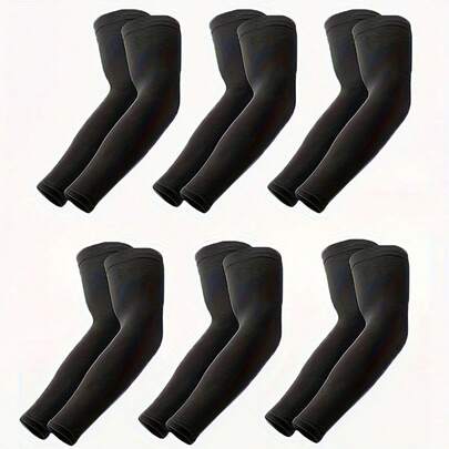 6pcs/Set Cooling Arm Sleeves: Breathable, Stretchy, Quick-Dry, Suitable For Sports And Daily Use - Unisex Ice Silk Material, Appropriate Elasticity, Summer Activity Accessory, Cycling