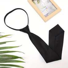 1/3pcs Women's Solid Black Necktie, Suitable For Uniform Shirt, Suit, Slouchy Necktie, For Daily Wear - Multicolor - View 6