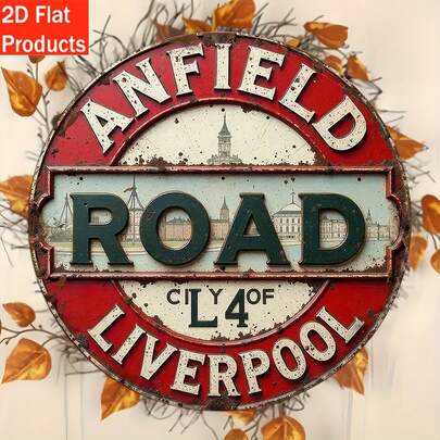 1 tấm bảng gỗ treo tường kiểu cổ điển Liverpool L4 Anfield Road - Thích hợp cho nhà ở, quán bar, gara, quán cà phê - Món quà độc đáo dành cho nam giới, mang biểu tượng của Liverpool, trang trí quán bar, biểu tượng lịch sử, hoàn thiện theo phong cách cổ điển, có lỗ khoan sẵn như trong bảng kích thước.