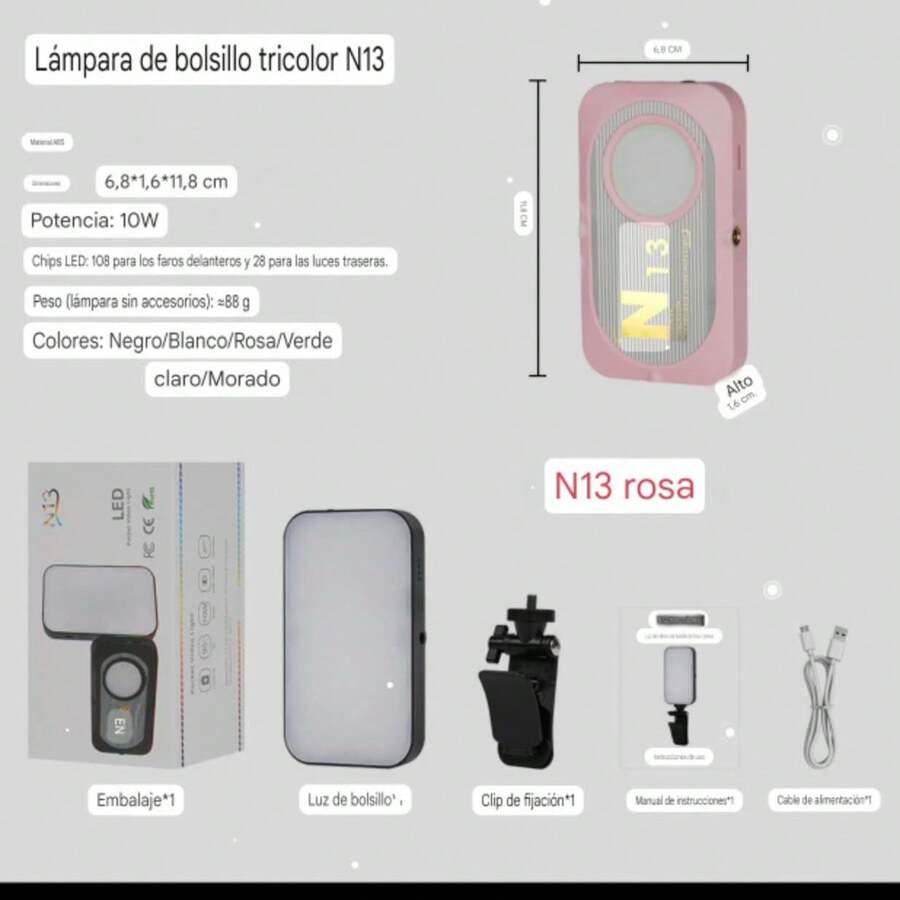 LUZ DE VIDEO LED PORTATIL N13 - Rosa - Ver 1