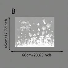1/4 Peças Película Estática Fosca para Janela com Padrão Floral e Borboleta Branco com Citação Inspiradora para Privacidade da Cozinha e Banheiro, Decorativa, Reutilizável, Adesivo de Vidro Sem Cola - Película fosca branca - Visão 13