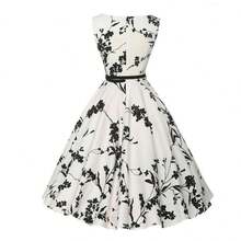 Vestidos de verano vestido ropa bata floral retro swing casual vintage vestidos rockabilly - Fucsia - Ver 3
