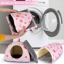 2 buah Sarang Persembunyian Hamster, Tempat Tidur Kelinci yang Dapat Dicuci dengan Terowongan Hamster, Mainan Tempat Tidur Hamster, Aksesoris Kandang Persembunyian Kelinci, Cocok untuk Hamster, Musang, dan Kelinci - A-merah muda - View 7