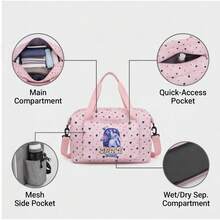 1 chiếc túi du lịch đa năng dung tích lớn hình hoạt hình Stitch dễ thương, được cấp phép chính thức bởi Disney. - Màu be - Xem 5
