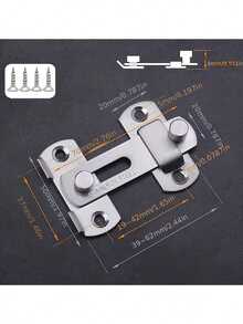 1pc Heavy Duty Security Door Lock Handle | Anti-Pry, Adjustable 90°/180° Sliding Latch | Commercial/Residential Grade Bolt Lock With Screws, Manual, Reinforced Durable Structure Suitable For Bathroom, Home - Silver - View 8