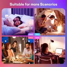 3pcs, RGBCW Smart LED Bulbs, 16 Million Colors LED Light Bulbs, Music Sync Dimmable With 28 Preset Scenes, Countdown Timer Auto On/Off, A19 E26 9W 60W Equivalent, App Remote Control For Home Bedroom Party Decor - Xem 8