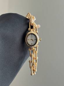 1pc Women's Quartz Watch, Fashionable Jewelry Style, Delicate & Elegant, Suitable For Daily Wear, Birthday, Graduation Gift, Casual Occasions - Gold - View 3