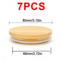 Set Of 7 8cm Reusable Airtight Glass Storage Lids For Bamboo Lids - 7 piezas por juego - Ver 8