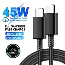 1条USB-C转USB-C数据线，USBC Type-C快充线，兼容三星S23/S23+/S22/S21/S20/Ultra/Plus、Note 20/10/Z Fold/Flip/S10、Galaxy Tab S7/S8等机型，支持三星S23、S22、S21、S20系列高速快充 - 黑色 - 查看 1