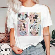 Isney Women's Retro Minnie Mouse Shirt, Disney Magic Kingdom Tee, Minnie Mouse Trip Top, Vintage Disney Family Vacation Casual Cotton T-Shirt - 白色 - 查看 1