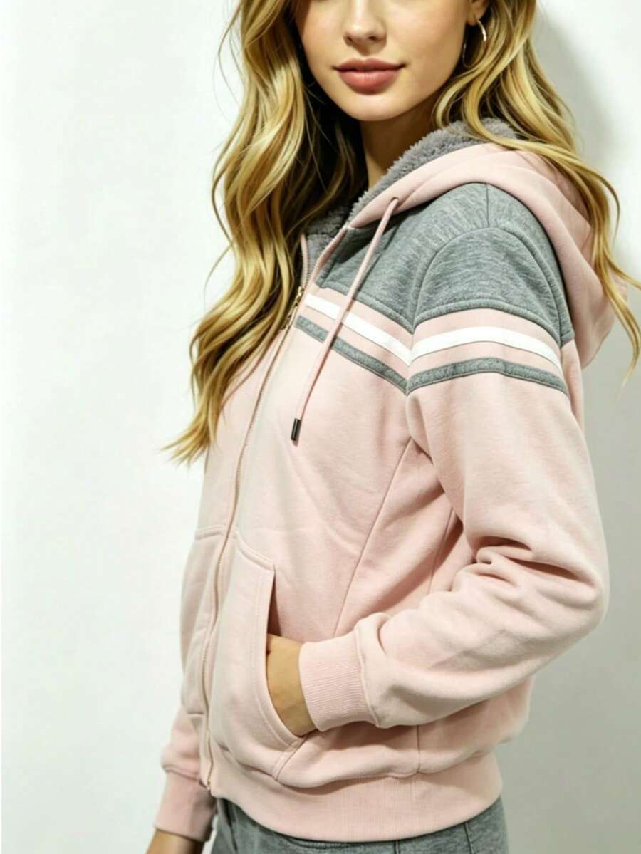 Women Winter Coats - Rojo y blanco - Ver 1