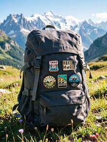 Outdoor Hiking Mountain Peak Brooch, Retro Enamel Pin, Camping Adventure Backpack Badge, Niche Personalized Unisex Couple Accessory, Literary Inspirational English Shape Pin, Versatile Decoration For Jacket, Shirt, Hat, Backpack, Metal Oil Drop Resistant, Outdoor Enthusiast Daily Commute Outfit Creative Gift, Multiple Styles - Multicolor - View 5