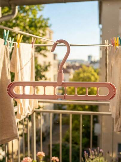 9-Hole Space Saving Hanger - Durable Foldable Design, Convenient And Efficient Storage For Shirts, Pants, And Bags