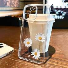 1pc Minimalist Fresh Daisy Flower Transparent Soft Phone Case - Multicolor - View 2