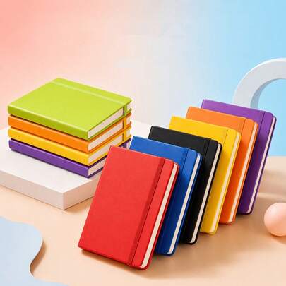 1pc Super Thick Portable Mini Notebook - Pocket A6 Size, 160 Pages Thick Colored Paper And High-Quality PU Cover, Suitable For Travel, Diary, Bills, Office, Work Records Or School, Stationery Supplies, Back To School