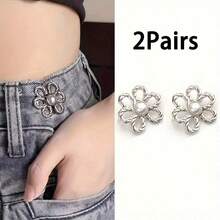 Bộ 1/2 chiếc khóa cài hình hoa có thể điều chỉnh độ co giãn ở eo, phù hợp với quần jeans, áo thun, quần tây, không cần may, dễ dàng tháo lắp. - Nhiều màu - Xem 20