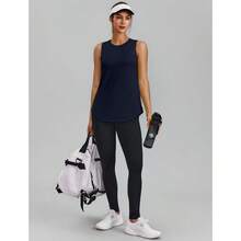 PINSPARK Workout Tops For Women Sleeveless Athletic Tank Tops UPF 50+ Running Tanks With Side Slits Loose Fit Gym Yoga Shirt - Dark Navy - View 3