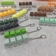 1pc 4-Key Keyboard Keychain Stress Relief Toy, Finger Keyboard Toy, Multiple Colors Available, Tension/Pressure, Unisex Keycap Keychain Pendant Decoration - 黑色 - 查看 2