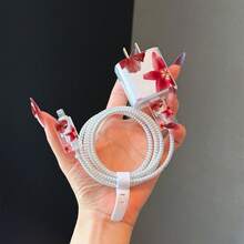 6件套：1个透明手机壳，印有红色百合花图案 - 彩色 - 查看 4