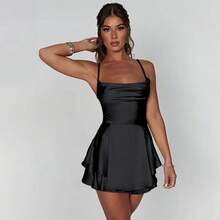NOVEDAD DE VERANO 2024, vestido y pantalones suspendidos de Color sólido con espalda descubierta y corte ajustado Sexy - Blanco - Ver 2