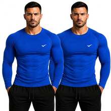 Kit Of 2 Thermal UV 50+ Base Layer Shirts/T-Shirts/Cool Mesh Shirts For Gym And Sports - 2 皇家藍 - 查看 7