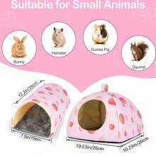 2 buah Sarang Persembunyian Hamster, Tempat Tidur Kelinci yang Dapat Dicuci dengan Terowongan Hamster, Mainan Tempat Tidur Hamster, Aksesoris Kandang Persembunyian Kelinci, Cocok untuk Hamster, Musang, dan Kelinci - A-merah muda - View 5