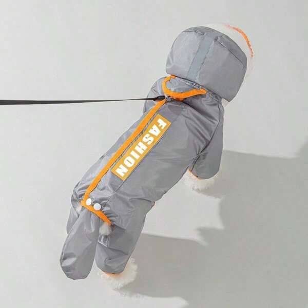 1pc Waterproof Pet Raincoat With Hood And Reflective Leash Hole. Suitable For Small Dogs. Suitable For Pomeranian/Bichon Frise For Rainy Day Walks. All-Weather Waterproof Raincoat, Essential For Rainy Season.