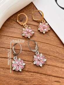 1 Đôi bông tai thời trang cao cấp đính đá Zirconia hình hoa, kiểu dáng thanh lịch, đa năng. - Nhiều màu - Xem 4
