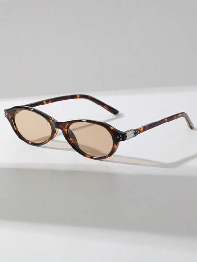 1 Pair Women's Cat Eye Small Frame Personalized Glasses, Retro Decorated Temples, Fashionable Versatile Street Style, High-End And Elegant