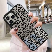 1 pieza Funda de teléfono con acabado de espejo, pintura 2D, compatible con la serie 15/14/13/12, minimalista en blanco y negro, estampado de leopardo, funda protectora suave de Body completo, estilo callejero personalizado, delgada y resistente a arañazos, funda de teléfono premium unisex para 15/15Plus/15Pro/15Promax/17/17pro/17proMax/Air - Multicolor - Ver 4