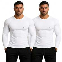 Kit Of 2 Thermal UV 50+ Base Layer Shirts/T-Shirts/Cool Mesh Shirts For Gym And Sports - 2 白色 - 查看 7