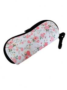 1 pièce Étui à lunettes zippé avec imprimé 3 singes pour femmes, pochette portable en néoprène souple pour lunettes de mode, cadeau idéal pour les voyages, les sports et les activités de plein air - Nouvel étui à lunettes imprimé amélioré - Voir 5