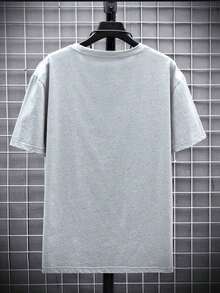 Hombres Camiseta de hombros caídos con estampado de expresión - Gris Claro - Ver 2