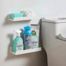 1个白色壁挂式悬浮储物架（带强力粘胶条） - 采用加厚塑料材质，现代简约，节省空间，易于安装和拆卸，不留痕迹。 - 白色 - 查看 5
