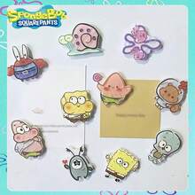 SpongeBob SquarePants 10 pièces/5 pièces Broche "Famille" mignonne et amusante, convenant pour être attachée aux vêtements, sacs ou sacs à dos. Excellent comme cadeau amusant pour les amis et la famille, récompenses en classe ou faveurs de fête. Idéal pour les anniversaires, la fête des mères, la saison des mariages, la Saint-Valentin, Thanksgiving et le Nouvel An. (Styles aléatoires) - Multicolore - Voir 5