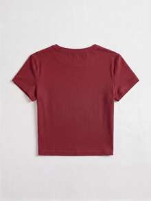 Áo thun nữ tay ngắn cổ tròn ôm dáng, chất liệu mềm mại, thoải mái, có thể giặt máy, áo croptop mùa hè. - Đỏ - Xem 7
