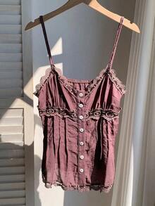 Top de mujer de unicolor, adecuado para el verano - Marrón - Ver 3