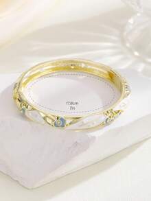 1pc Women's Cloisonne Enamel Dotted Drip Oil Gold Plated Bangle - White - View 4