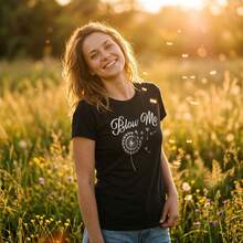 Womens Blow T Shirt Funny Dandelion Sarcastic Novelty Graphic Tee Funny Womens T Shirts Cute Vintage Fashion Casual Ladies T-Shirt Gift - Thạch nam đen - Xem 4