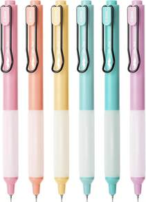 Mr Pen- Retractable Gel Pens, 6 Pack, Black Ink, Pastel Barrels, Fine Point 05 Mm, Fast Dry, Smooth Writing, Cute Gel Ink Pens For Drawing, Journaling, Writing Planner And School Supplies - White - View 1