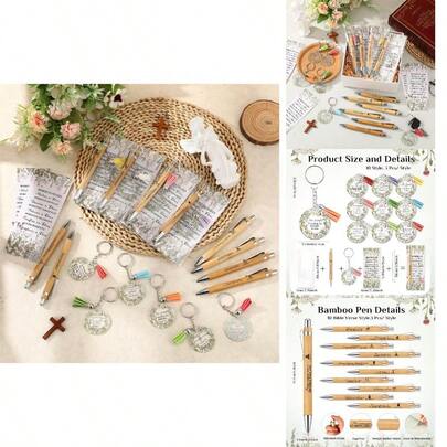 10 Sets Mother's Day Christian Gifts Bulk Bible Verse Pen Christian Floral Keychain Inspirational Bookmark Religious Members Women Sunday School Teacher (Spanish)