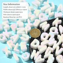 90-100Pcs Large Letter Beads Rainbow Acrylic Alphabet Letter Beads Random Mixed Alphabet Shape Bead For Bracelets Keychains Jewelry Lanyards Making - White - 查看 2