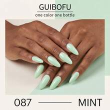 1瓶 GUIBOFU 087 指甲油，冬季限量版，派对必备，耐热，畅销产品，国际标准，色彩鲜艳，不开裂，新年礼物，做工精细，专业级，速干 - 薄荷綠 - 查看 10