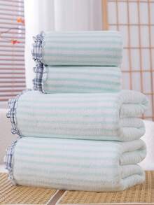 QIBHI 1/2/3 cái tùy chọn, khăn tắm san hô mềm mại thanh lịch nhanh khô nhún ren sọc tươi/khăn, khăn mặt san hô mềm mại phong cách nữ tính nhanh khô, khăn tắm biển, sợi microfiber siêu thấm hút, phù hợp cho phòng tắm, khách sạn, phòng gym, du lịch, quà tặng, salon, bãi biển, trường học, tựu trường, du lịch, phụ kiện du lịch, đồ dùng thiết yếu cho gia đình, khăn, chăm sóc da - Nhiều màu - Xem 3